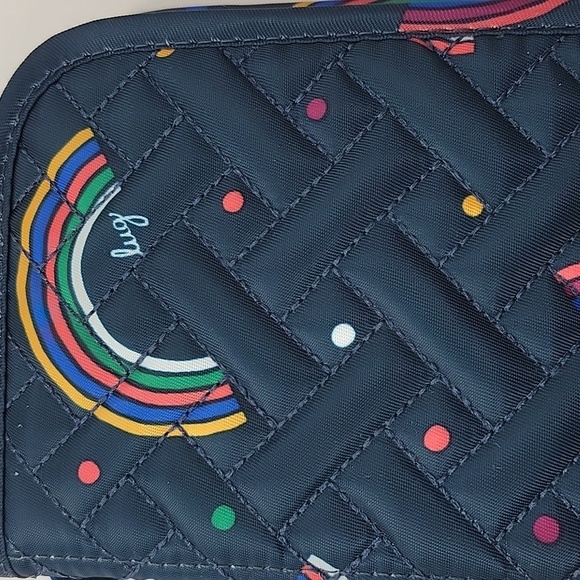 Lug Navy Quilted Cosmetic Brush Holder/Wristlet with Rainbow Accents NWOT - Picture 6 of 15